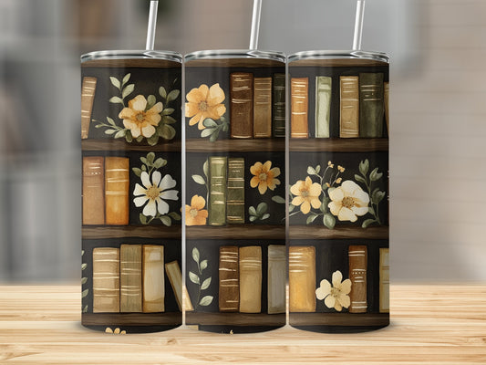 Vintage Books and Floral Design Tumbler product