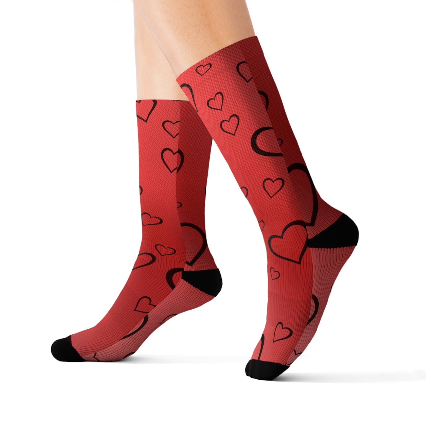 Red Heart Valentine Sublimation Socks Cute Cool Fun Novelty Socks Unisex