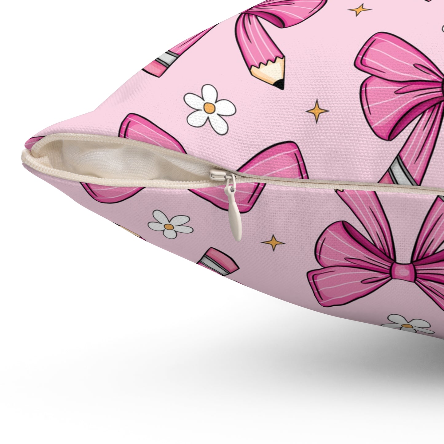 Pink Pencil Coquette Bow Pillow, Throw Pillow Cover Preppy Room Decor Pink Throw Pillow