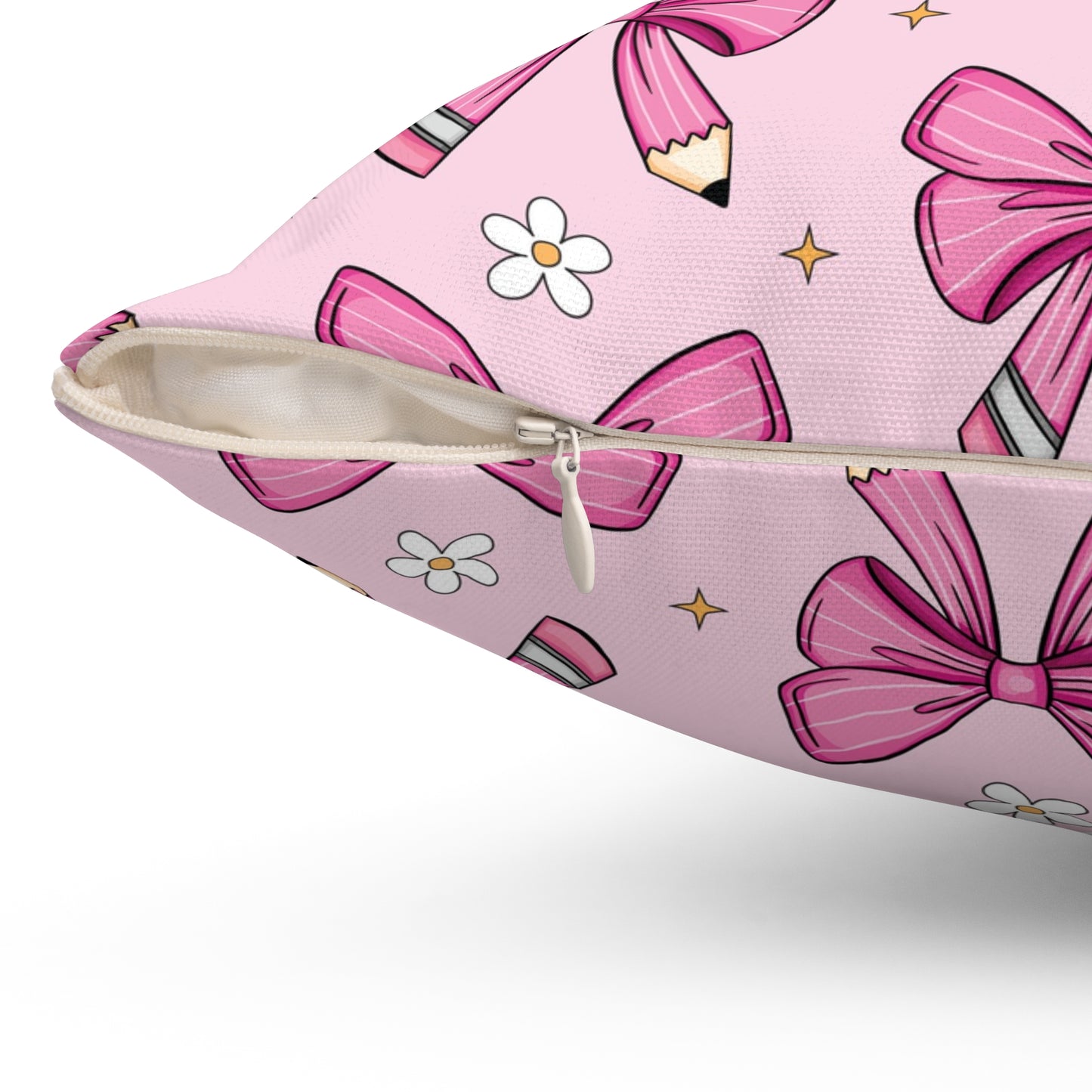 Pink Pencil Coquette Bow Pillow, Throw Pillow Cover Preppy Room Decor Pink Throw Pillow