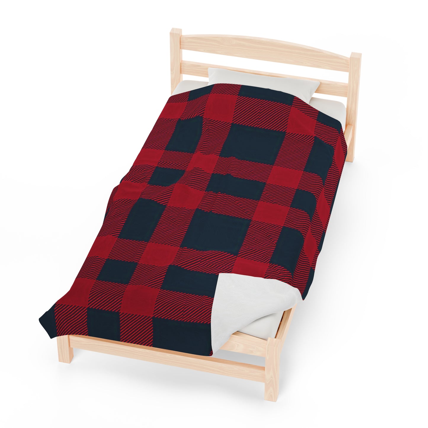 Plush Blanket Throw - Red Buffalo Plaid Design-