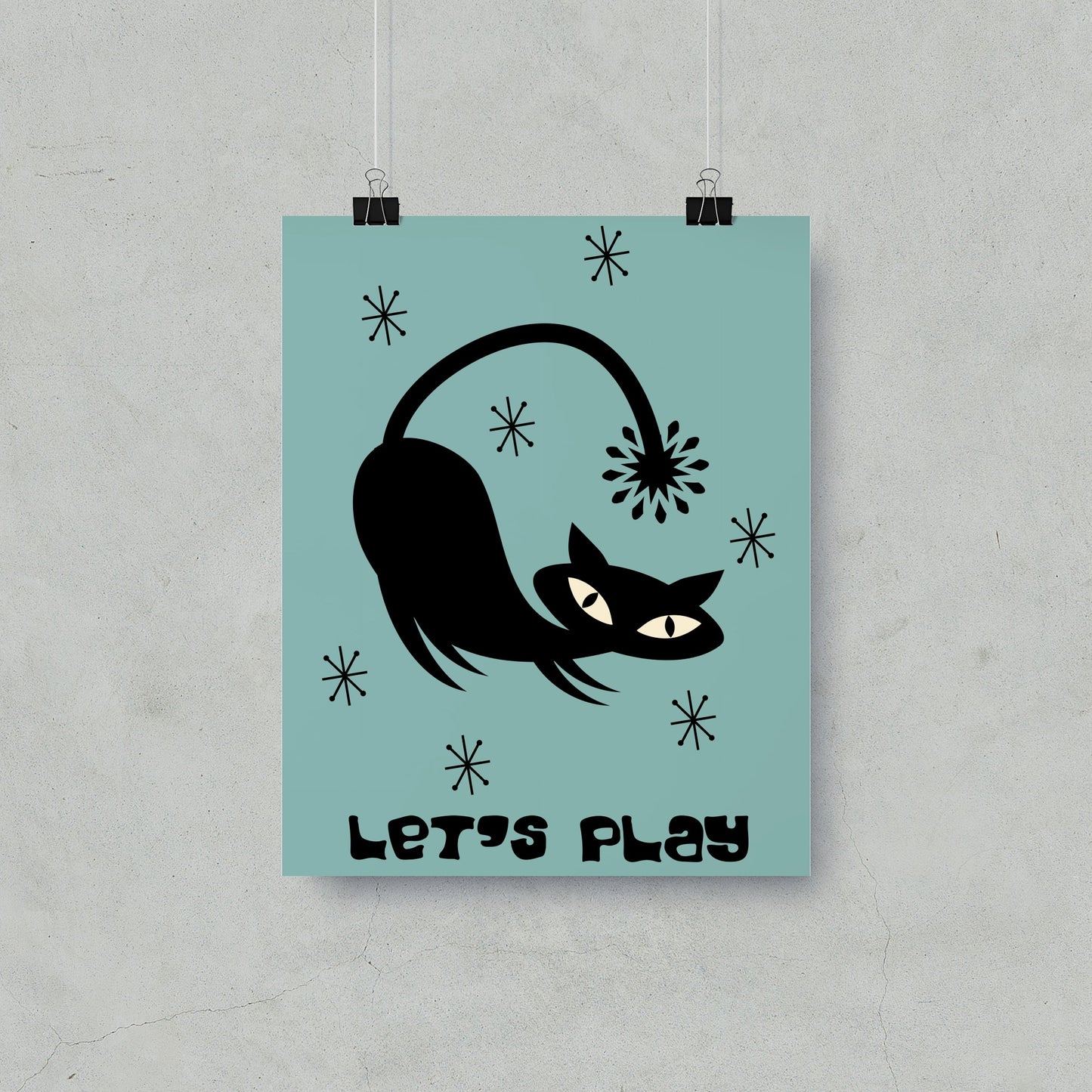 Let's Play Cat Illustration Wall Art Poster product