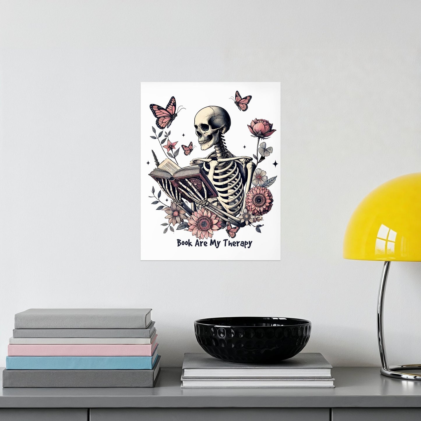 Book Are My Therapy Skeleton Wall Art product