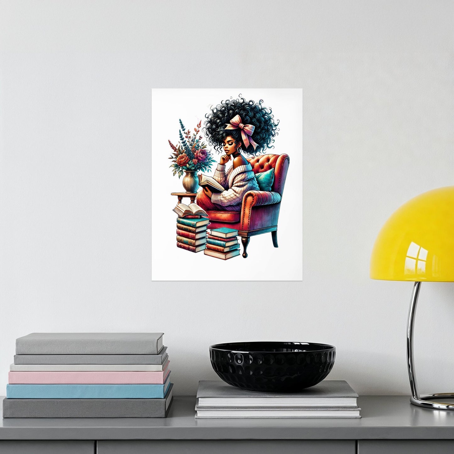 Vibrant Reading Room Artwork Featuring Unique Product