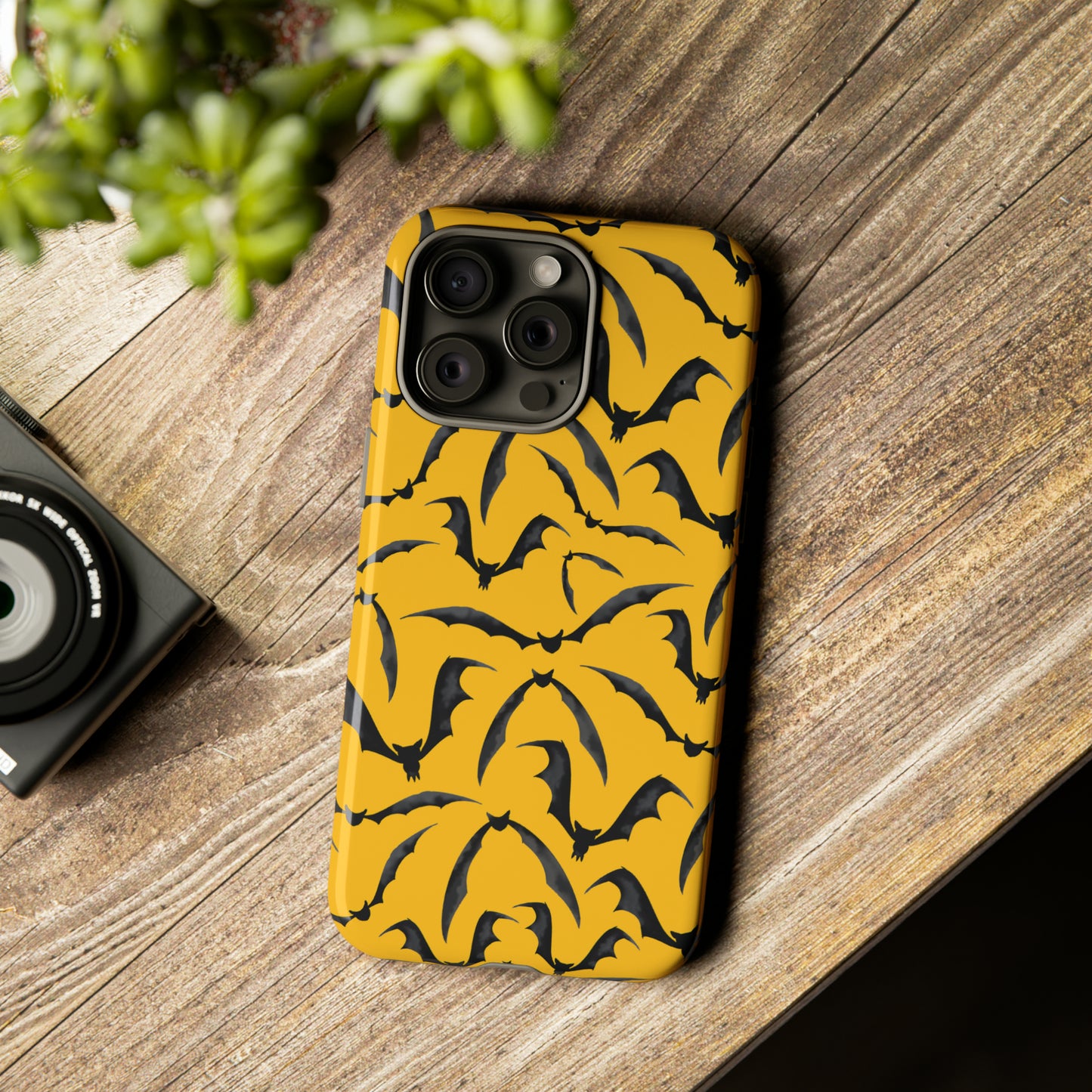 Bat Phone Case, iPhone 15 Case, Cute Glossy Halloween Goth Phone Case