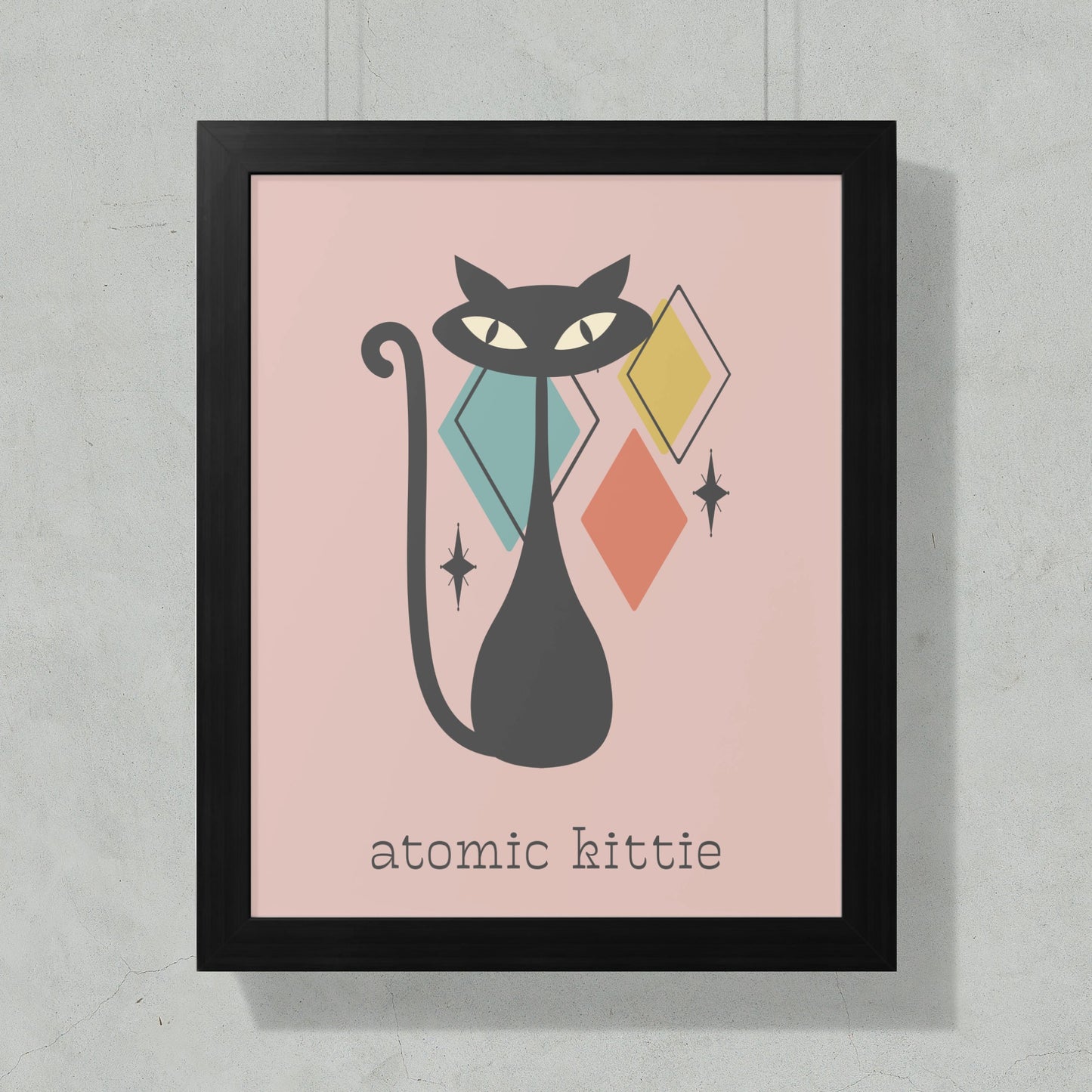 Mid Century Modern Atomic Kittie Art Print product