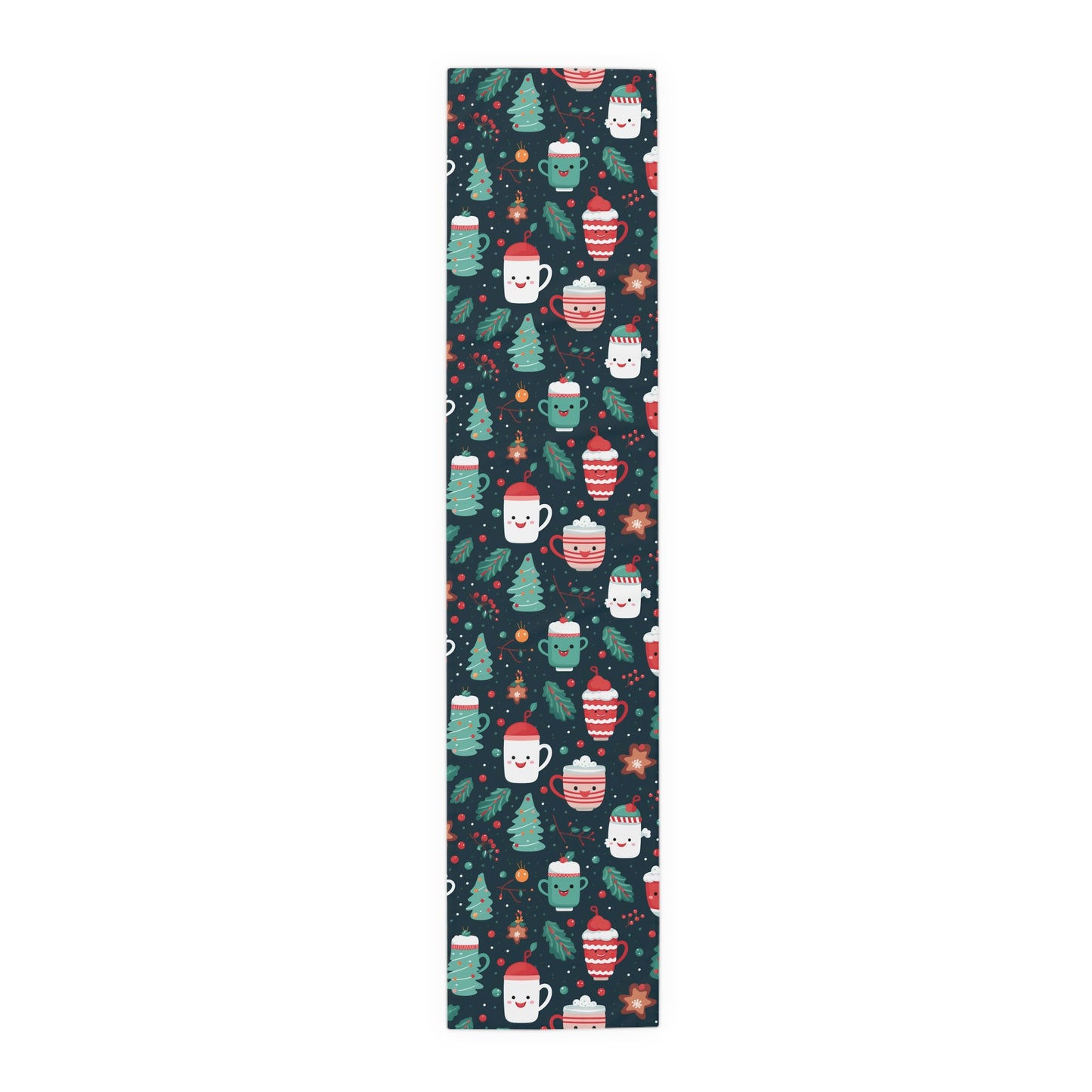 Kawaii Christmas Table Runner, Cute Holiday Decoration, Table Cloth Decor