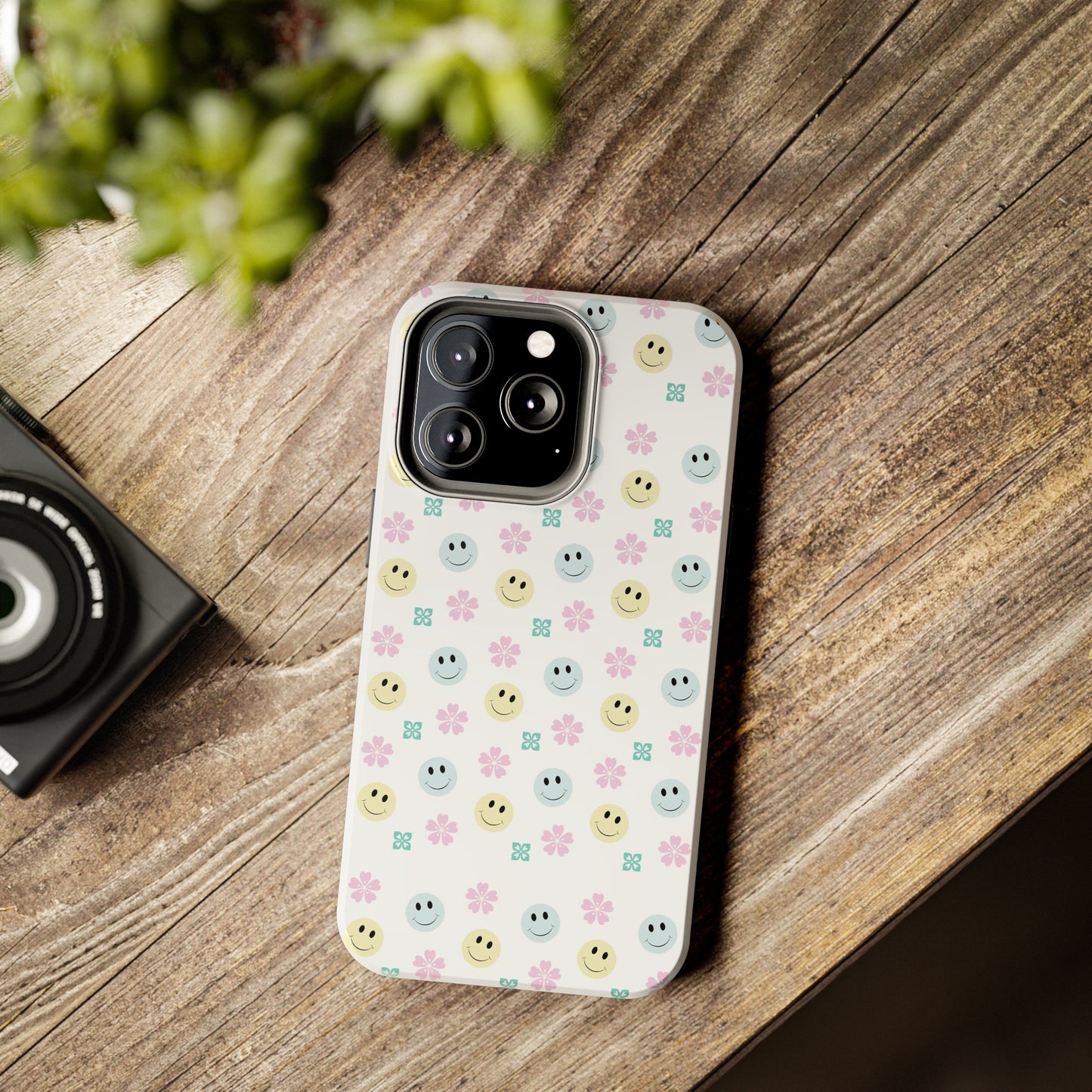 Smiley Face Retro Tough Phone Case, Cute Cool Trendy Biodegradable Phone Case