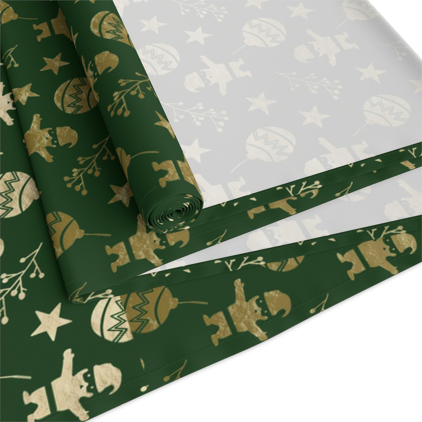 Christmas Table Runner, Green Elegant Table Decoration, Holiday Table Decor