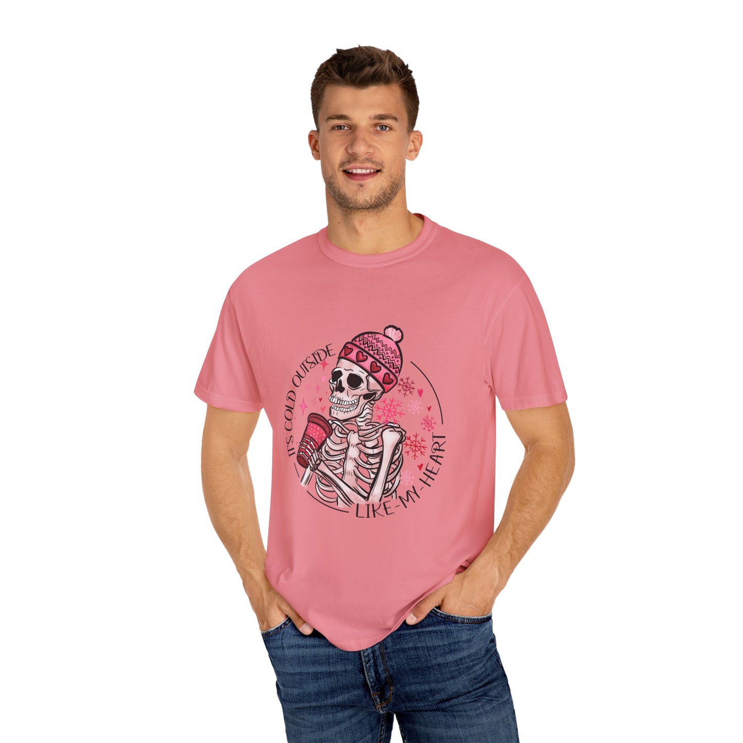 Valentine Skeleton Cold Like My Heart Graphic Tee Shirt Goth Valentine Shirt