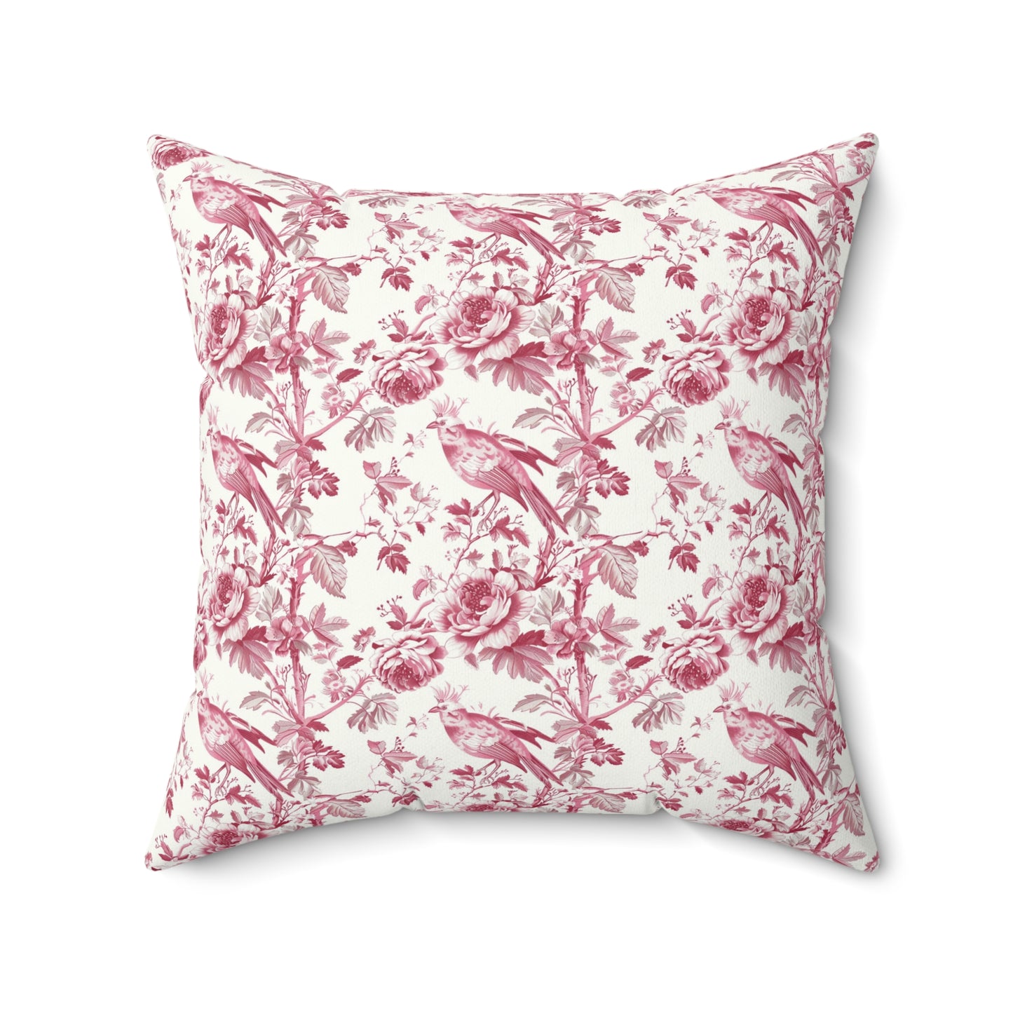 Pink Toile Pillow, Square Throw Cushion, Home Decor Accent, Decorative Pillow Cover
