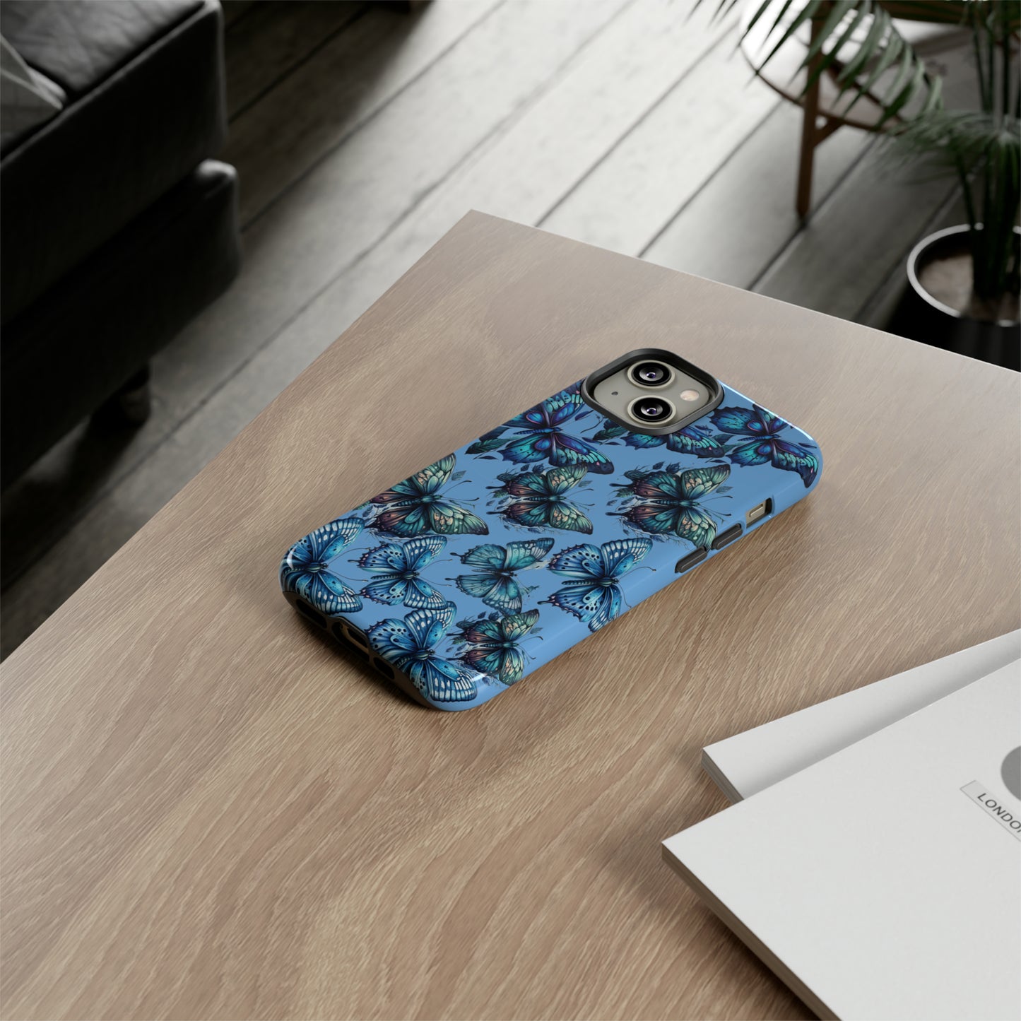 Blue Butterfly iPhone Case, Cute Cell Phone Case, Abstract Phone Case, iPhone Cover