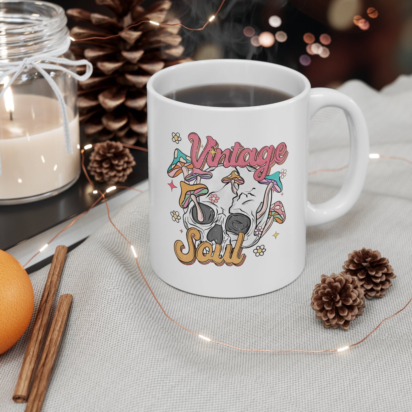 Vintage Soul Skeleton Coffee Mug Retro Goth Coffee Ceramic Cup 11oz