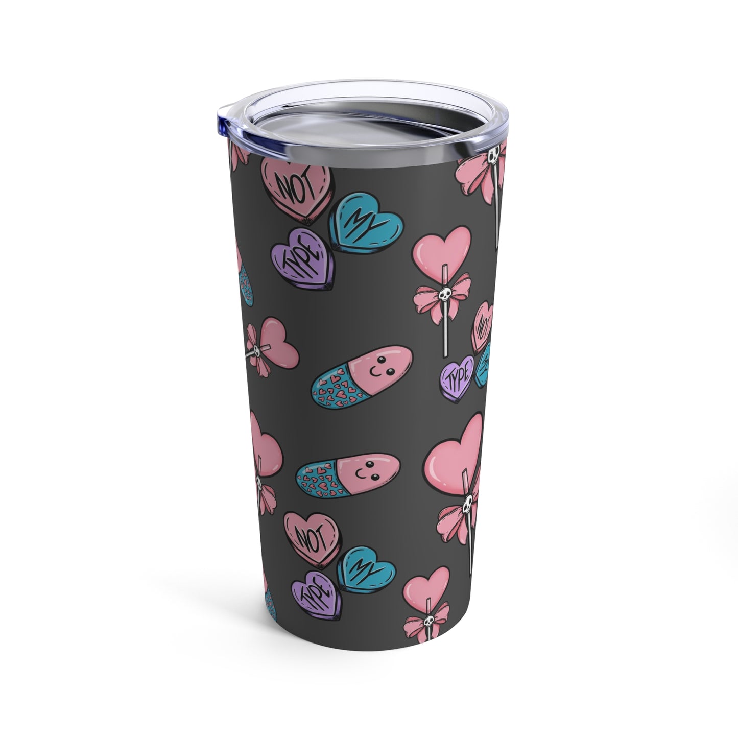 Pastel Goth Valentine's Day Tumbler Cup, Goth Valentine Gift Insulated Tumbler 20oz