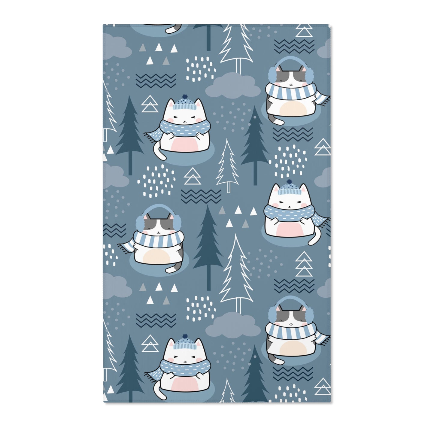 Kawaii Area Rug, Kawaii Room Decor, Blue Minimalist Rug, Cute Unique Accent Rug
