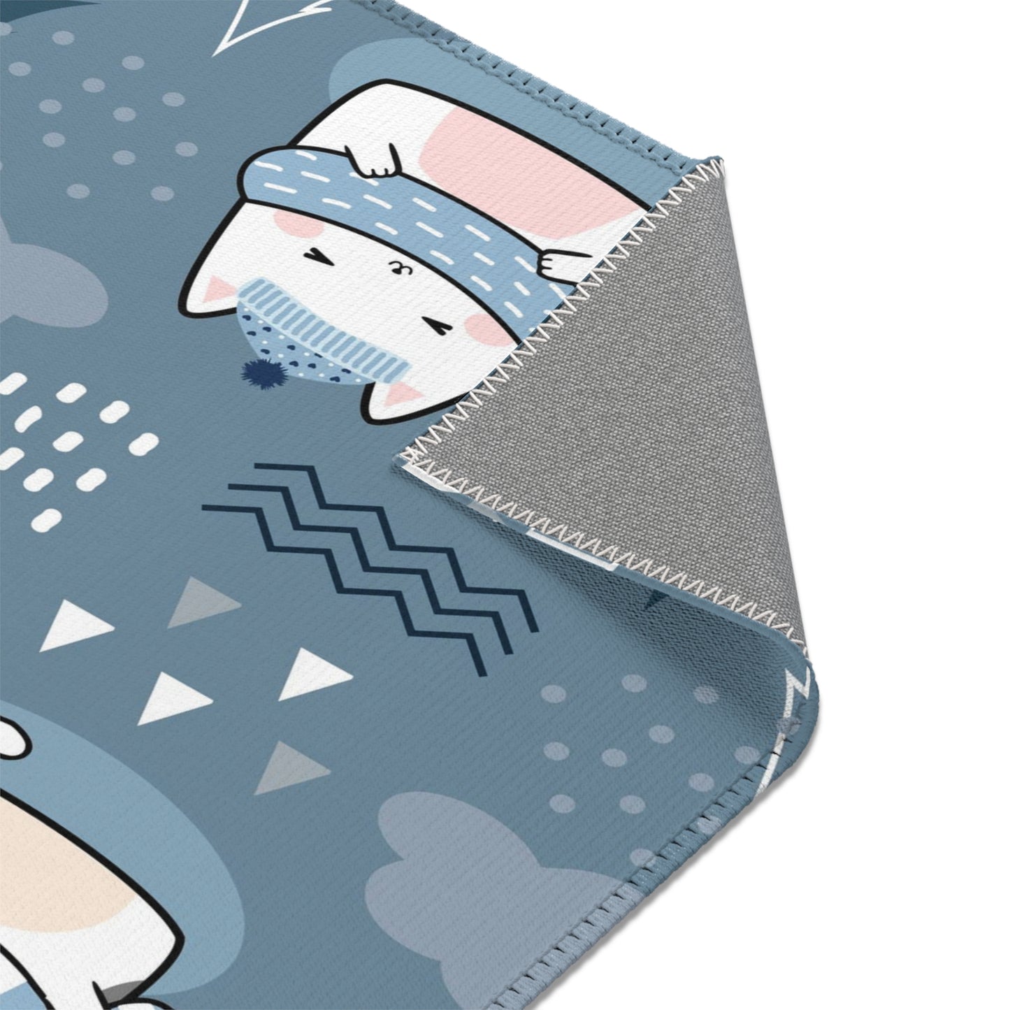 Kawaii Area Rug, Kawaii Room Decor, Blue Minimalist Rug, Cute Unique Accent Rug