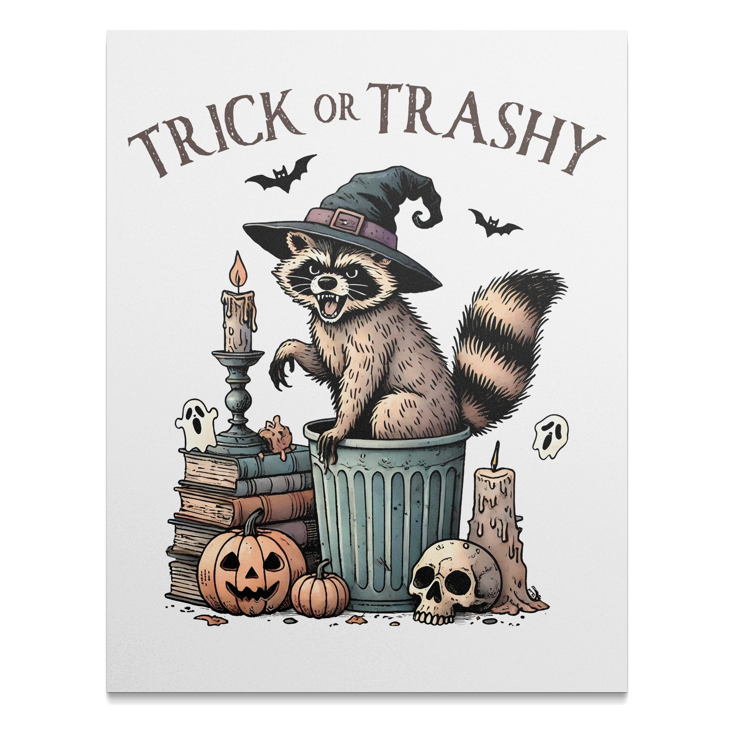 Trick or Trashy Raccoon Halloween Art Print product