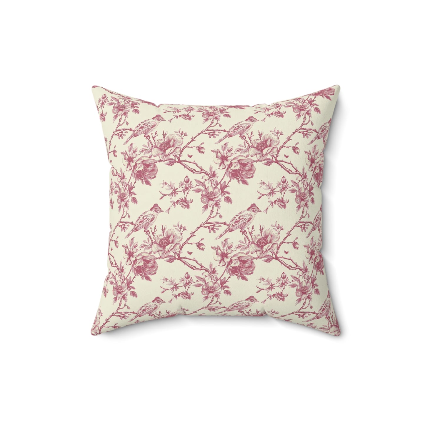 Pink Floral Toile Throw Pillow, Decorative Accent Pillow Floral Coquette Throw Pillow Cover