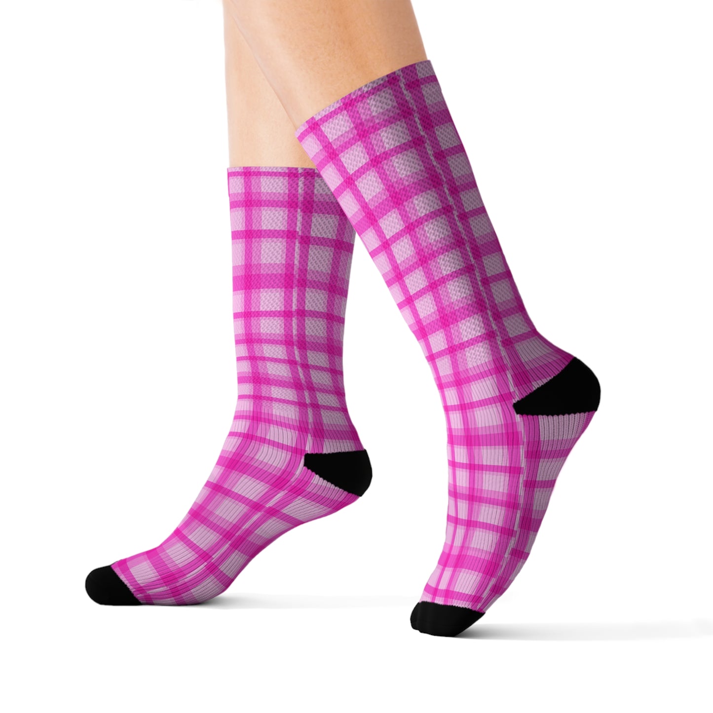 Pink Checkered Novelty Socks Valentine's Day Socks, Cute Sublimation Socks