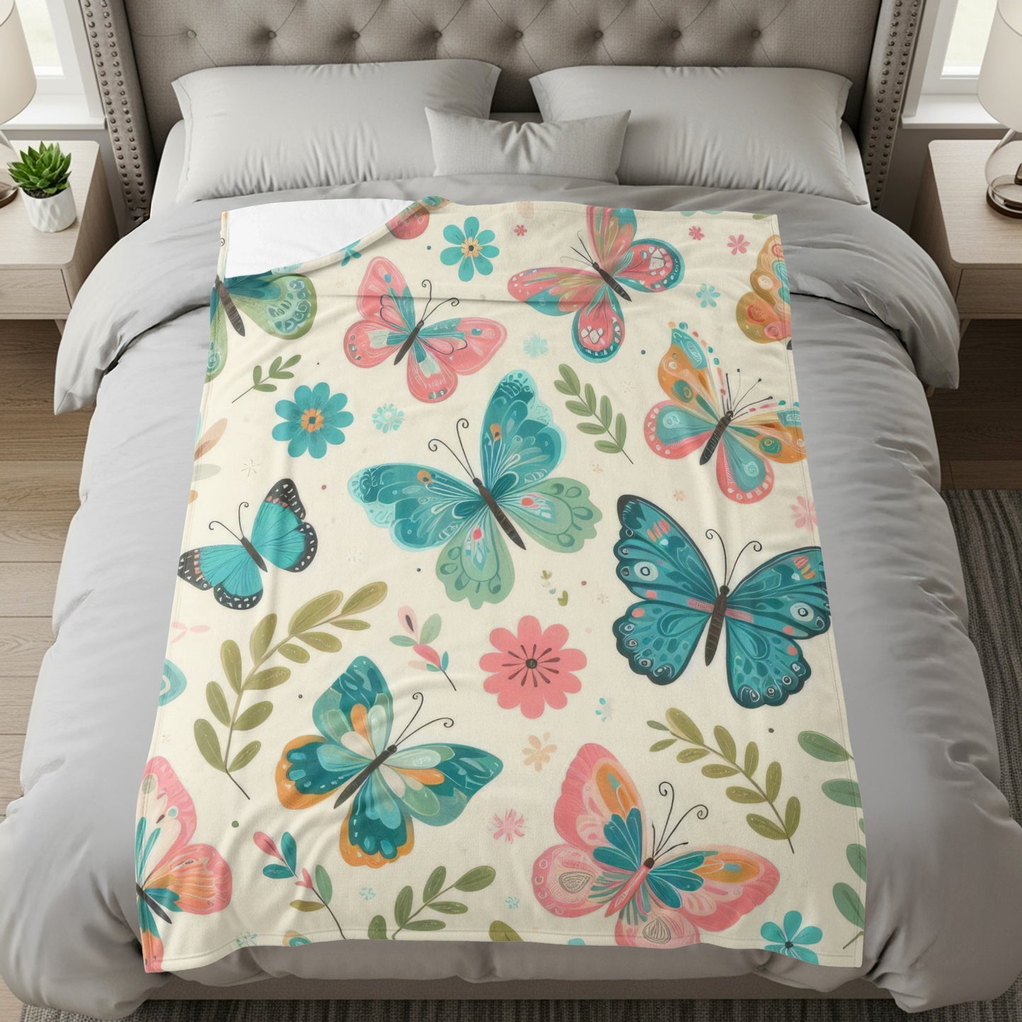 Colorful Butterfly and Floral Design Blanket product