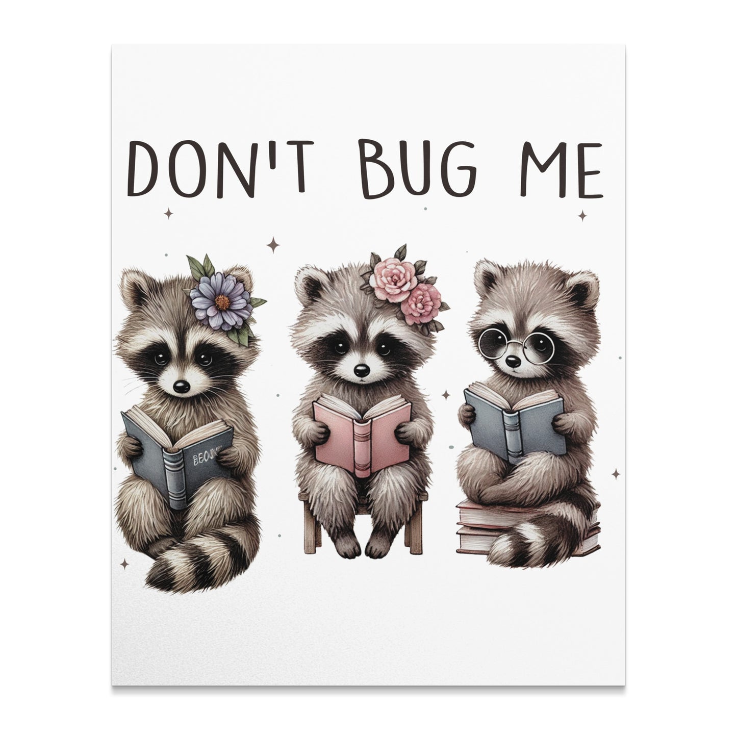 Adorable Raccoons Reading Novelty Art Print product