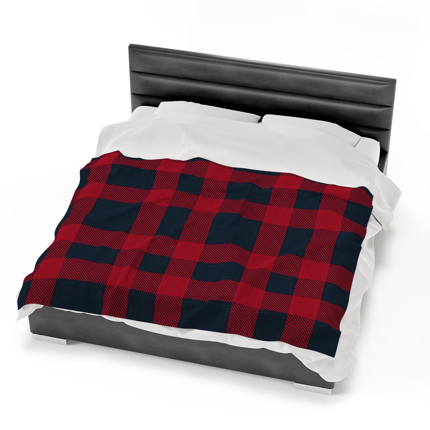 Plush Blanket Throw - Red Buffalo Plaid Design-