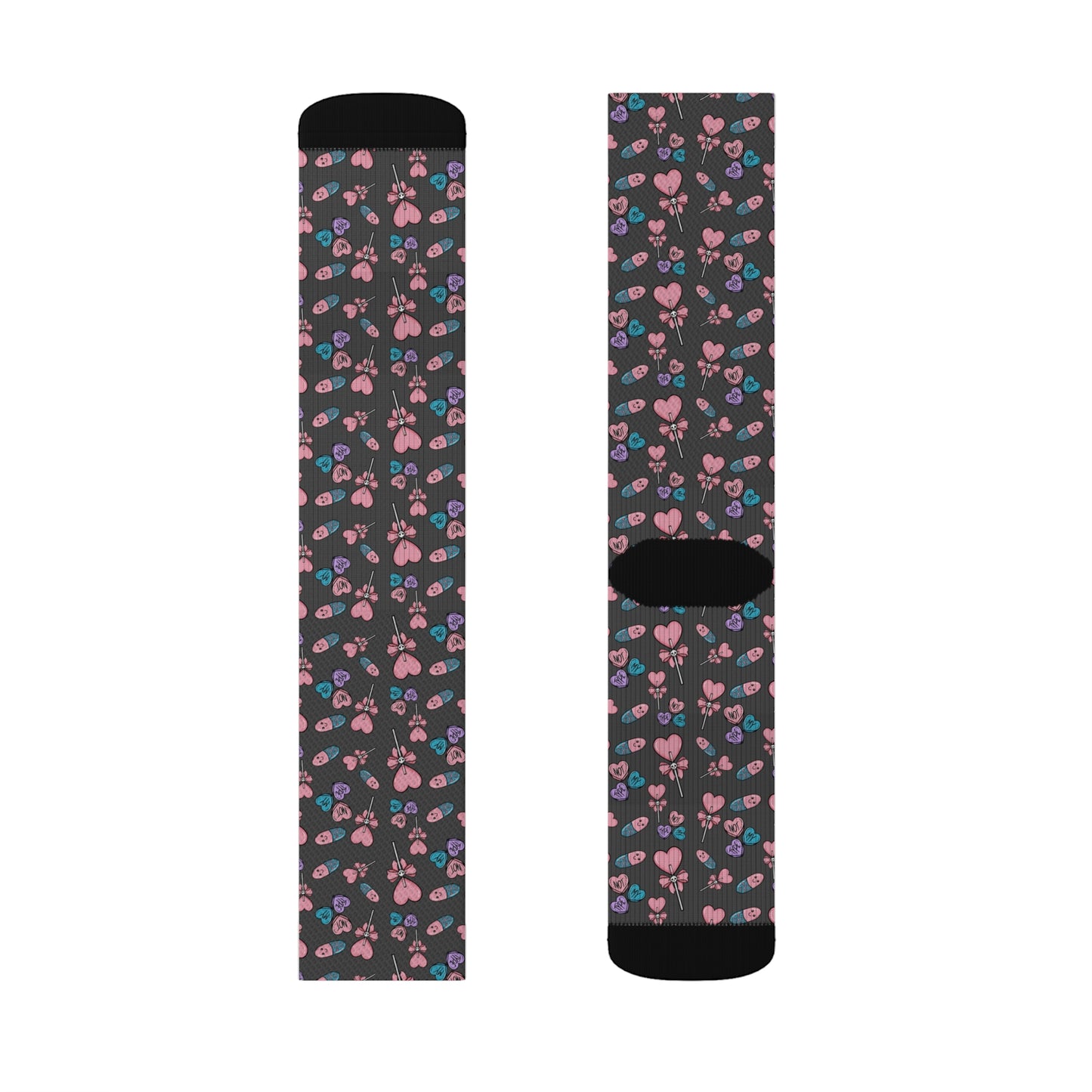 Habensens Goth Valentine's Sublimation Socks, Pastel Goth Valentine's Day Gifts