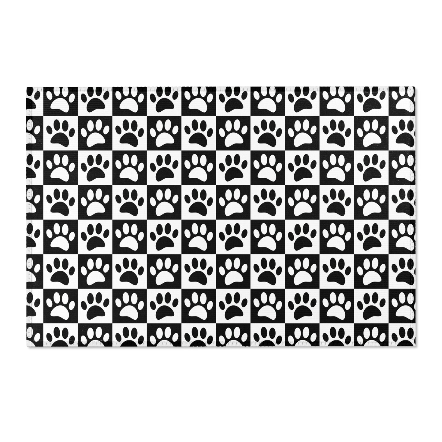 Paw Print Area Rug, Cute Pet Rug, Cool Throw Rug, Home Decor Rug, Black and White