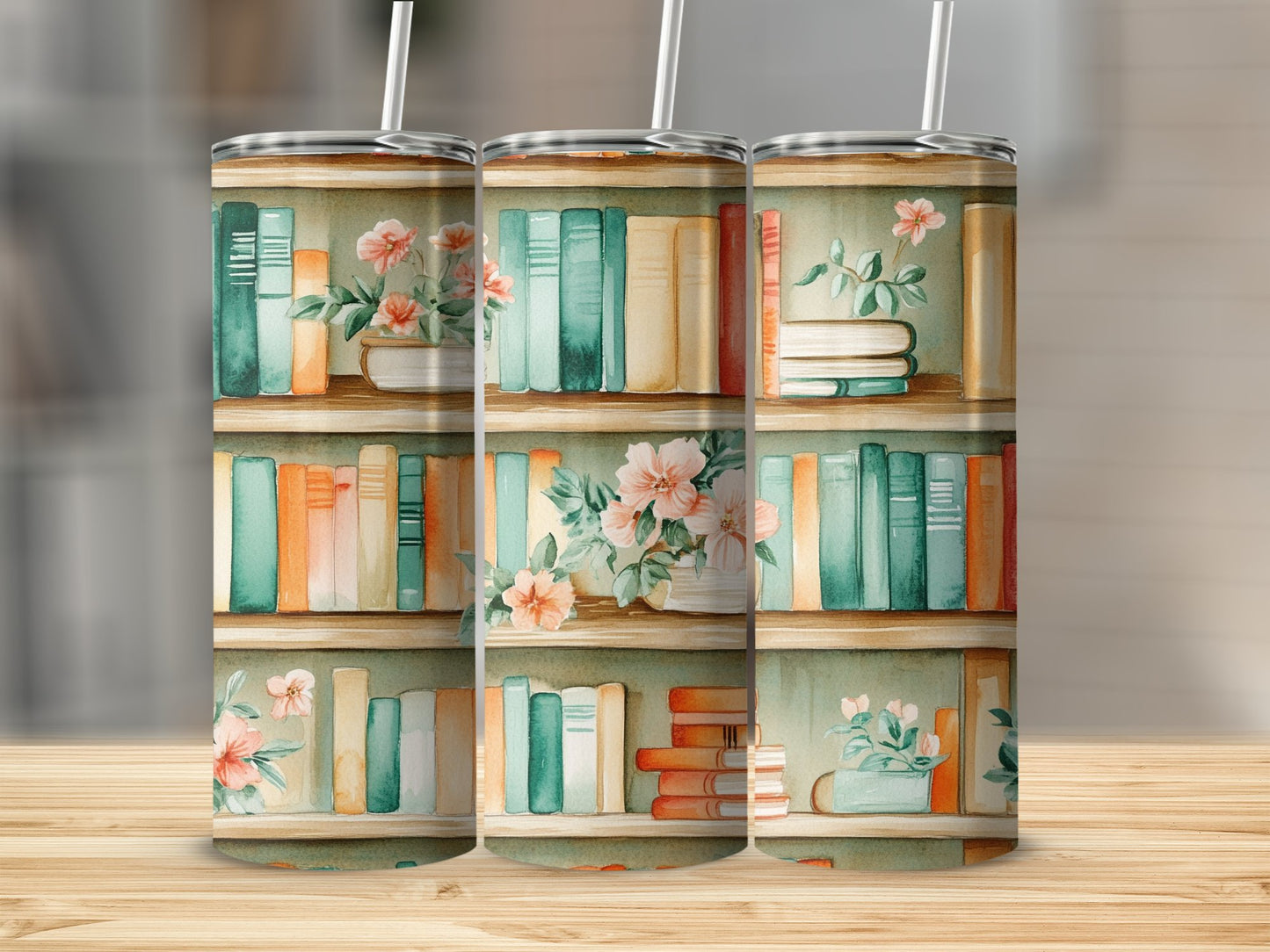 Colorful Bookshelf Design Insulated Tumbler product