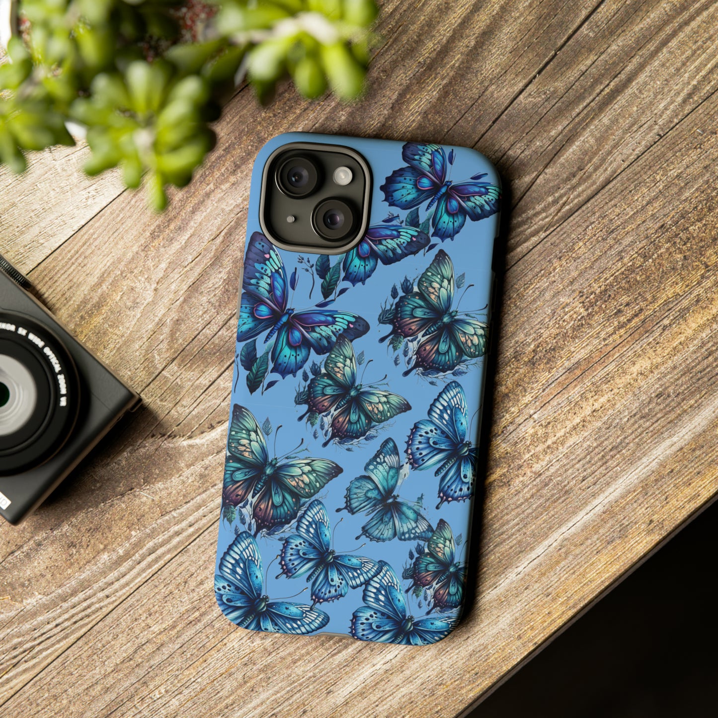 Blue Butterfly iPhone Case, Cute Cell Phone Case, Abstract Phone Case, iPhone Cover