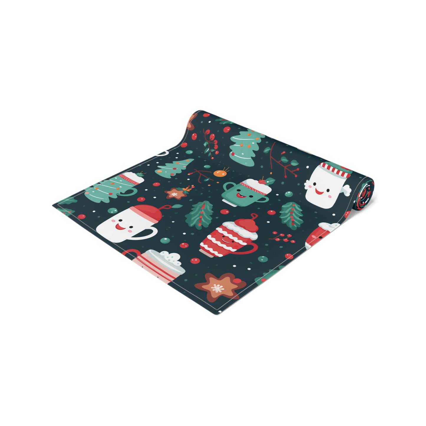 Kawaii Christmas Table Runner, Cute Holiday Decoration, Table Cloth Decor