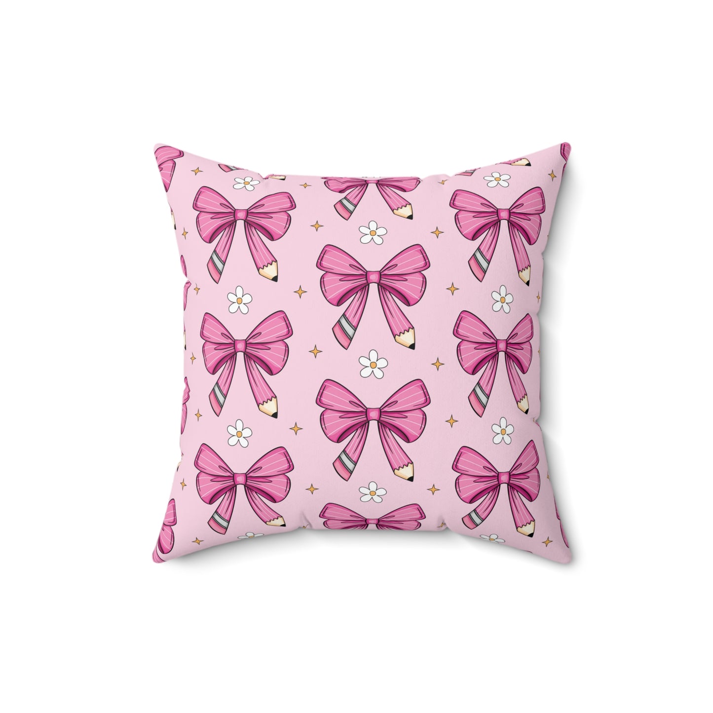 Pink Pencil Coquette Bow Pillow, Throw Pillow Cover Preppy Room Decor Pink Throw Pillow