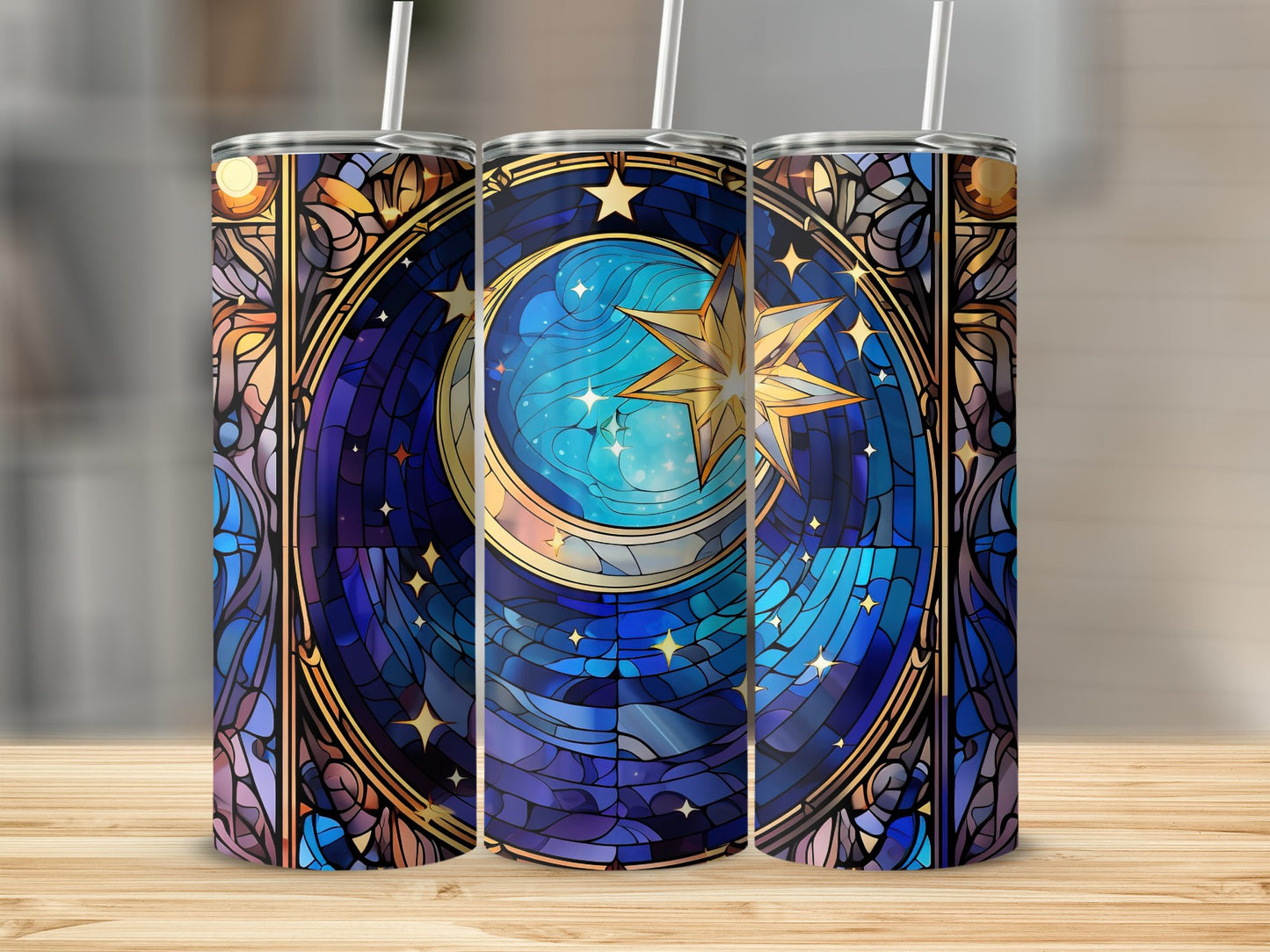 Colorful celestial pattern tumbler product type