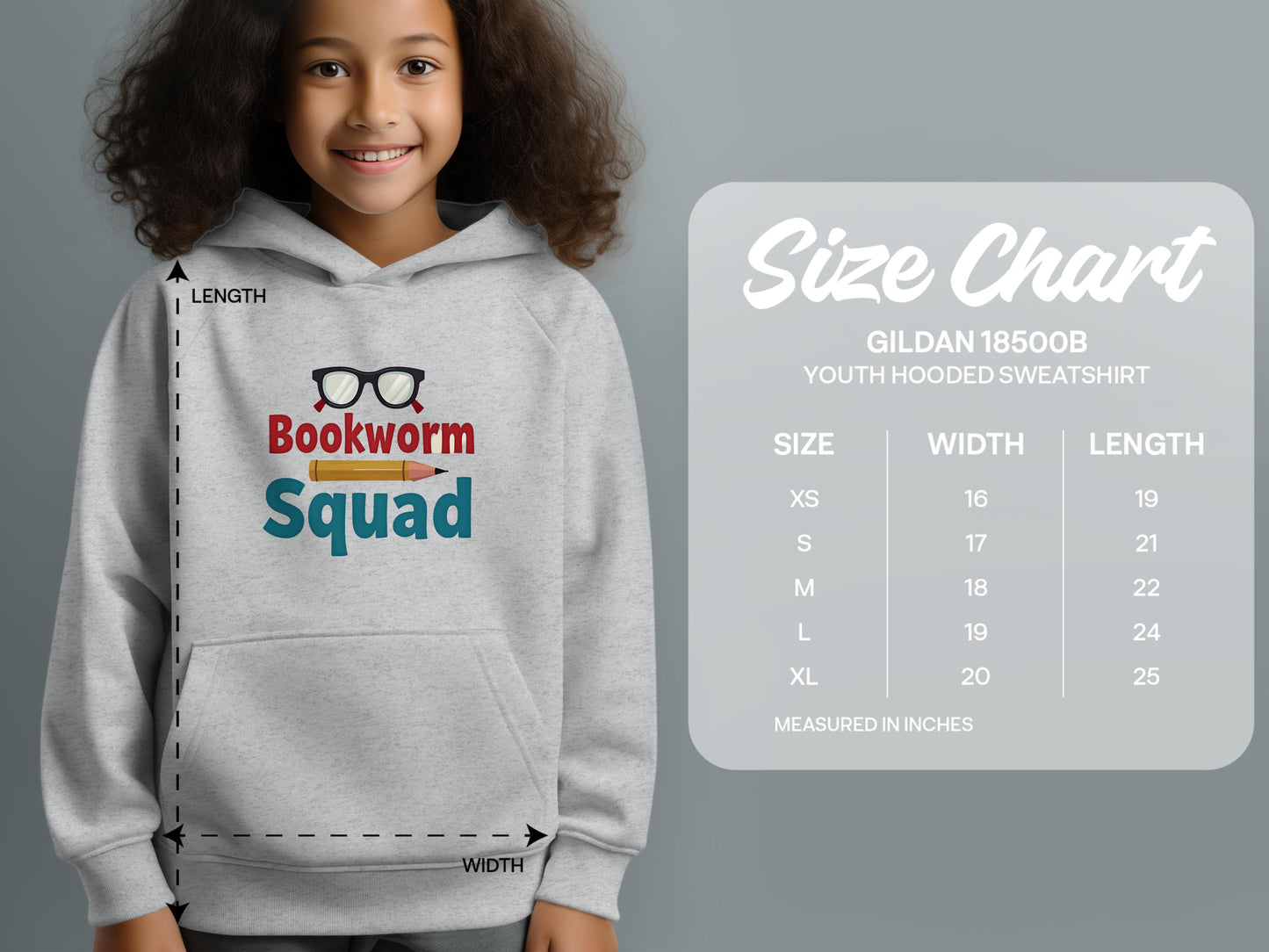 Bookworm Squad Youth Hooded Sweatshirt product type