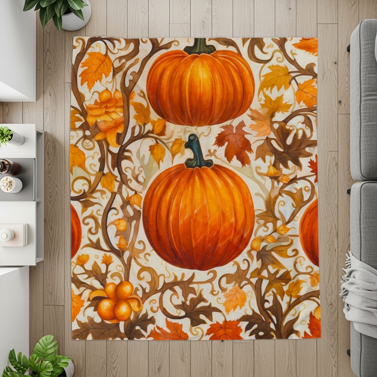 Fall Themed Pumpkin and Leaves Area Rug Product Type