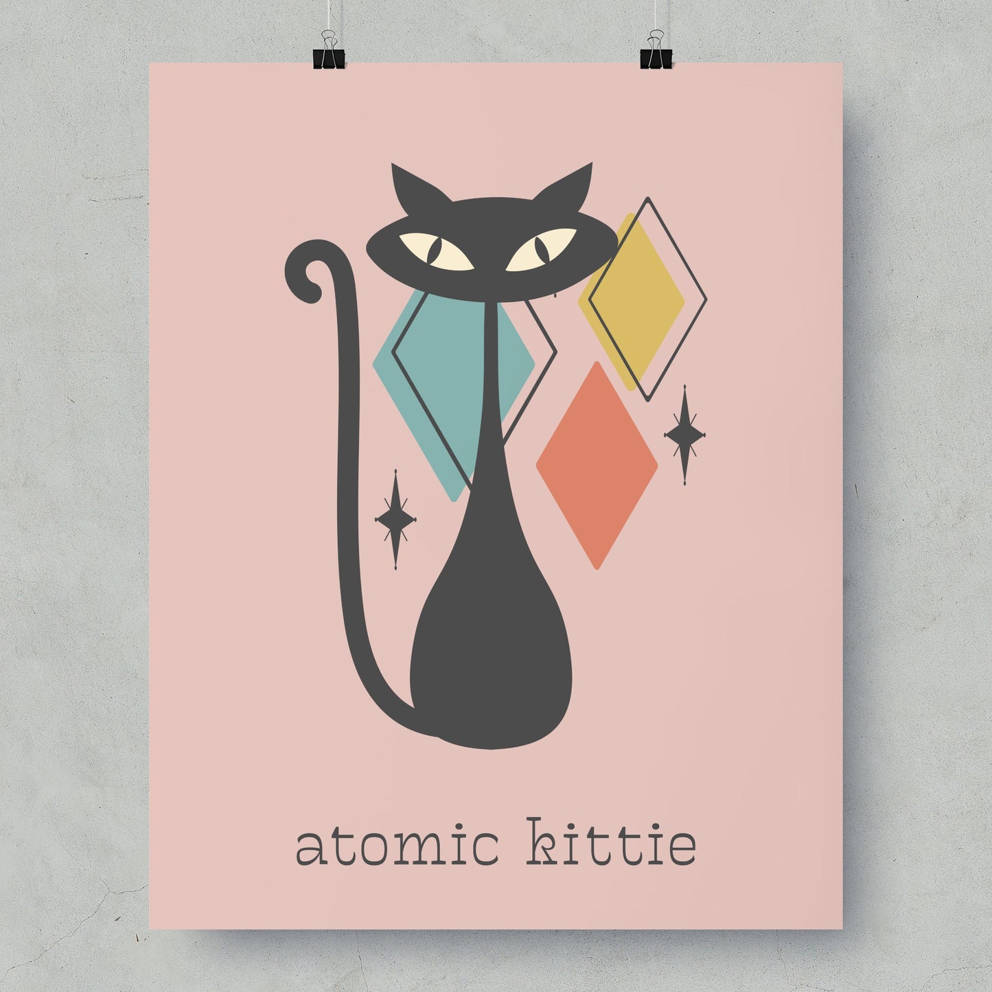Retro Atomic Kittie Mid Century Modern Art Print product type