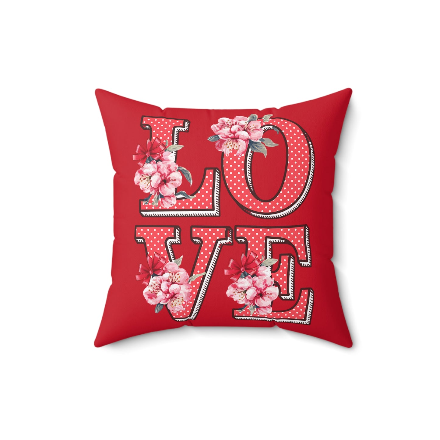 Love Throw Pillow Floral Red Valentine Throw Pillow Cover Decorative Couch Pillows