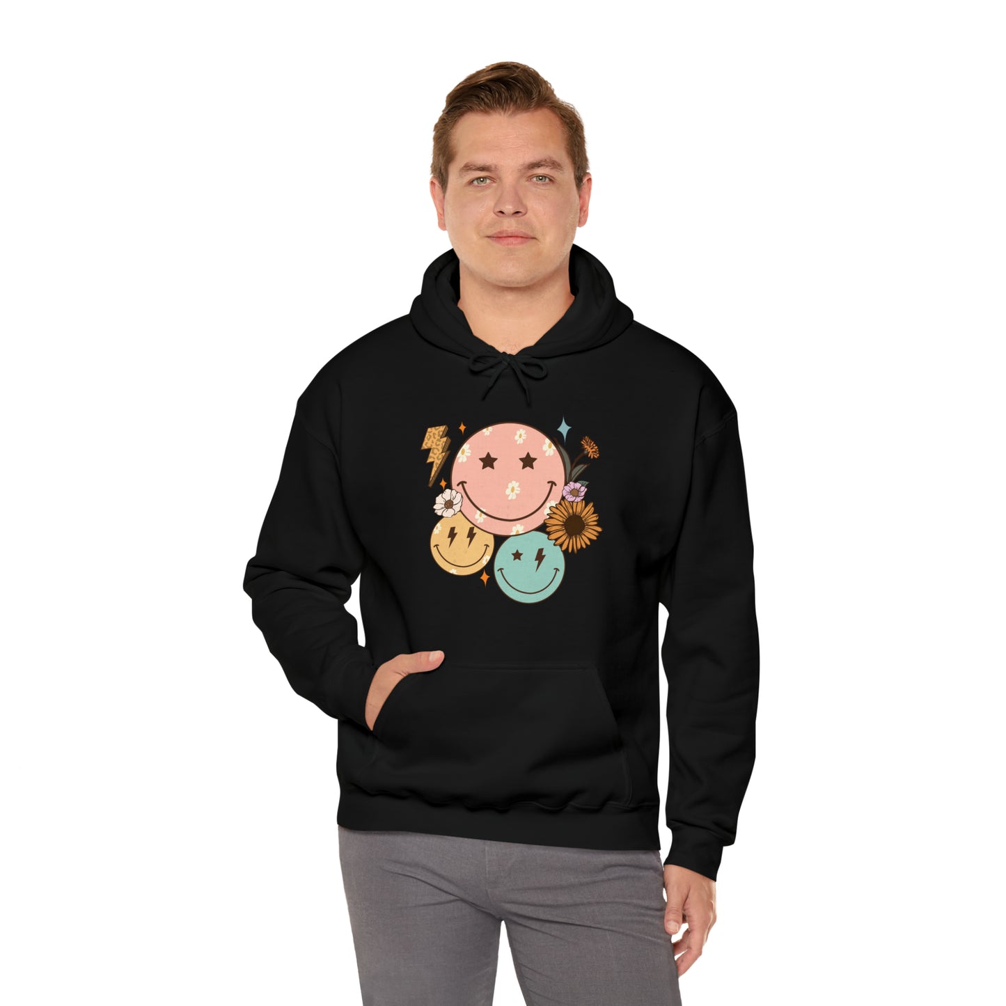 Cool Retro Happy Face Hoodie Sweatshirt Streetwear Unisex Hooded Sweatshirt