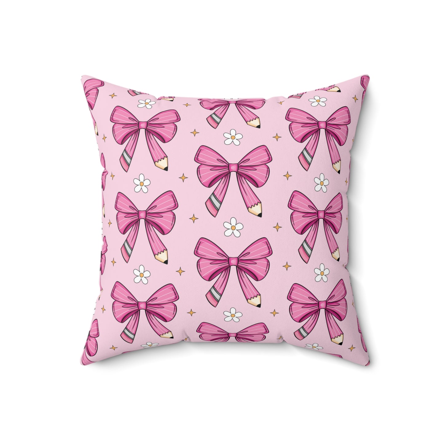 Pink Pencil Coquette Bow Pillow, Throw Pillow Cover Preppy Room Decor Pink Throw Pillow