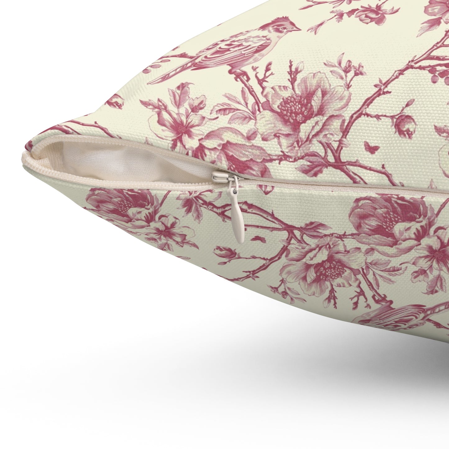 Pink Floral Toile Throw Pillow, Decorative Accent Pillow Floral Coquette Throw Pillow Cover