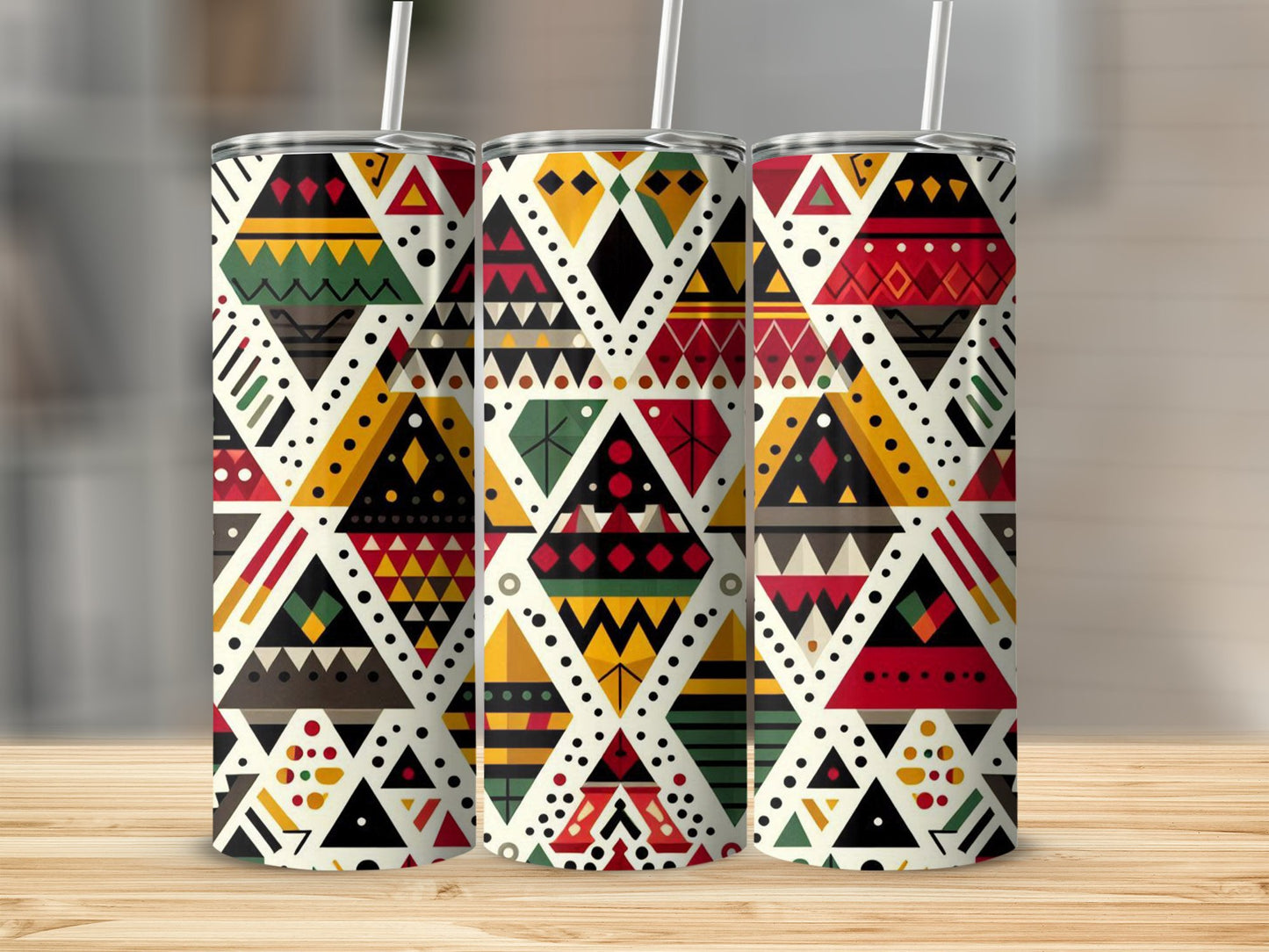 Vibrant Geometric Patterned Tumblers Eye-Catching product type