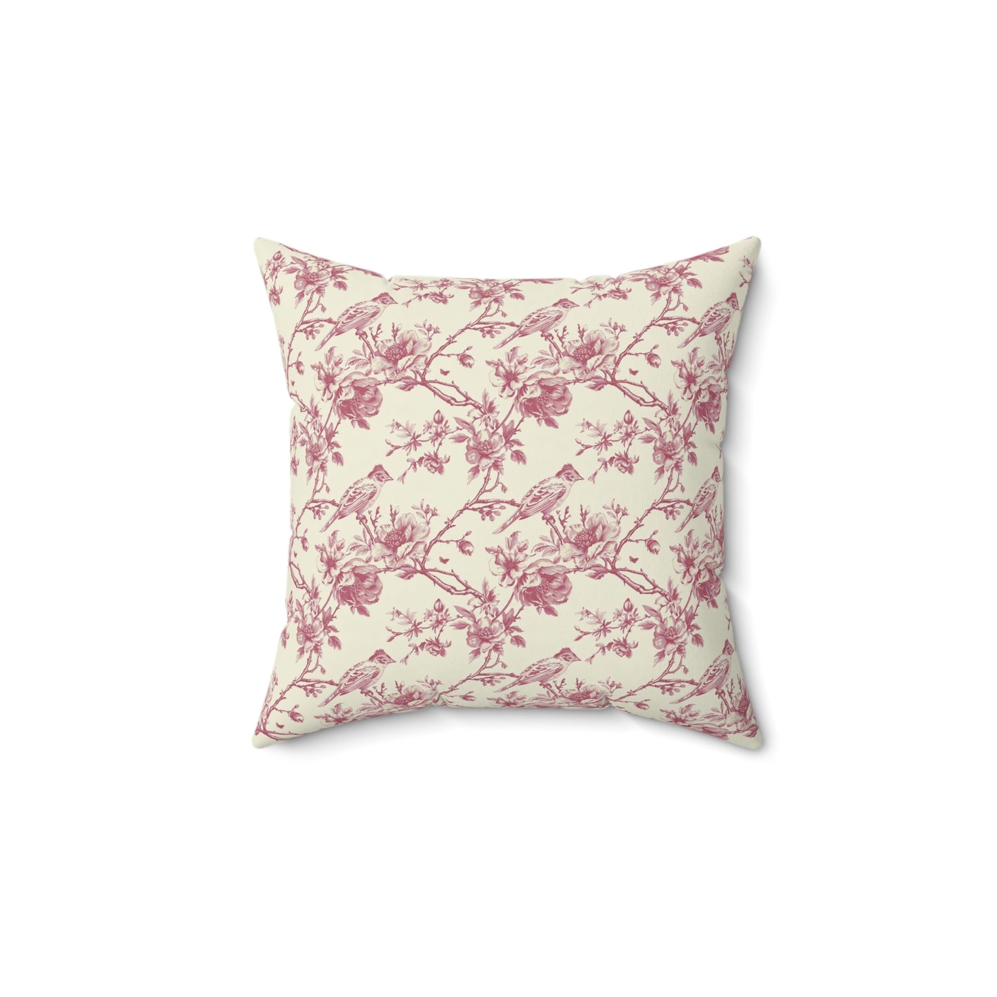 Pink Floral Toile Throw Pillow, Decorative Accent Pillow Floral Coquette Throw Pillow Cover
