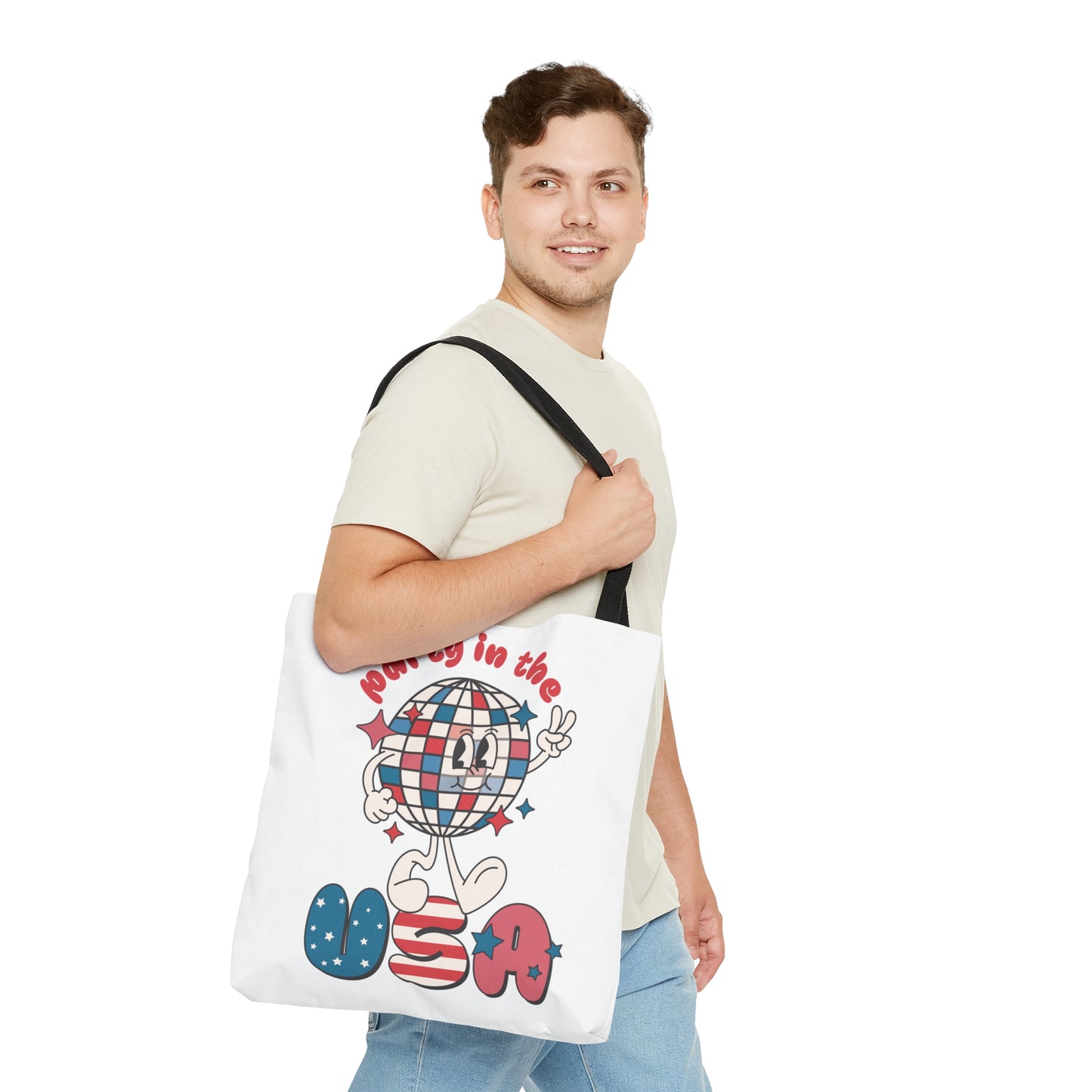 Funny 4th of July Tote Bag, Retro Party in the USA Cute Beach Summer Tote