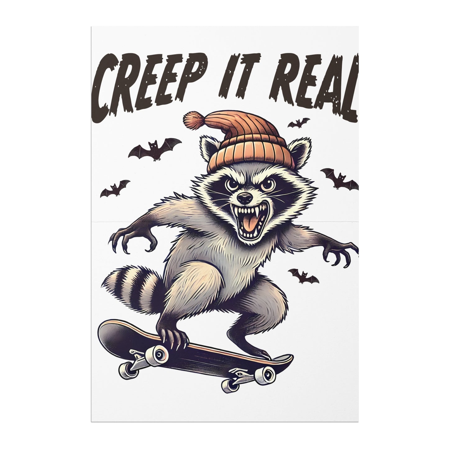Creep It Real Raccoon on Skateboard Graphic product