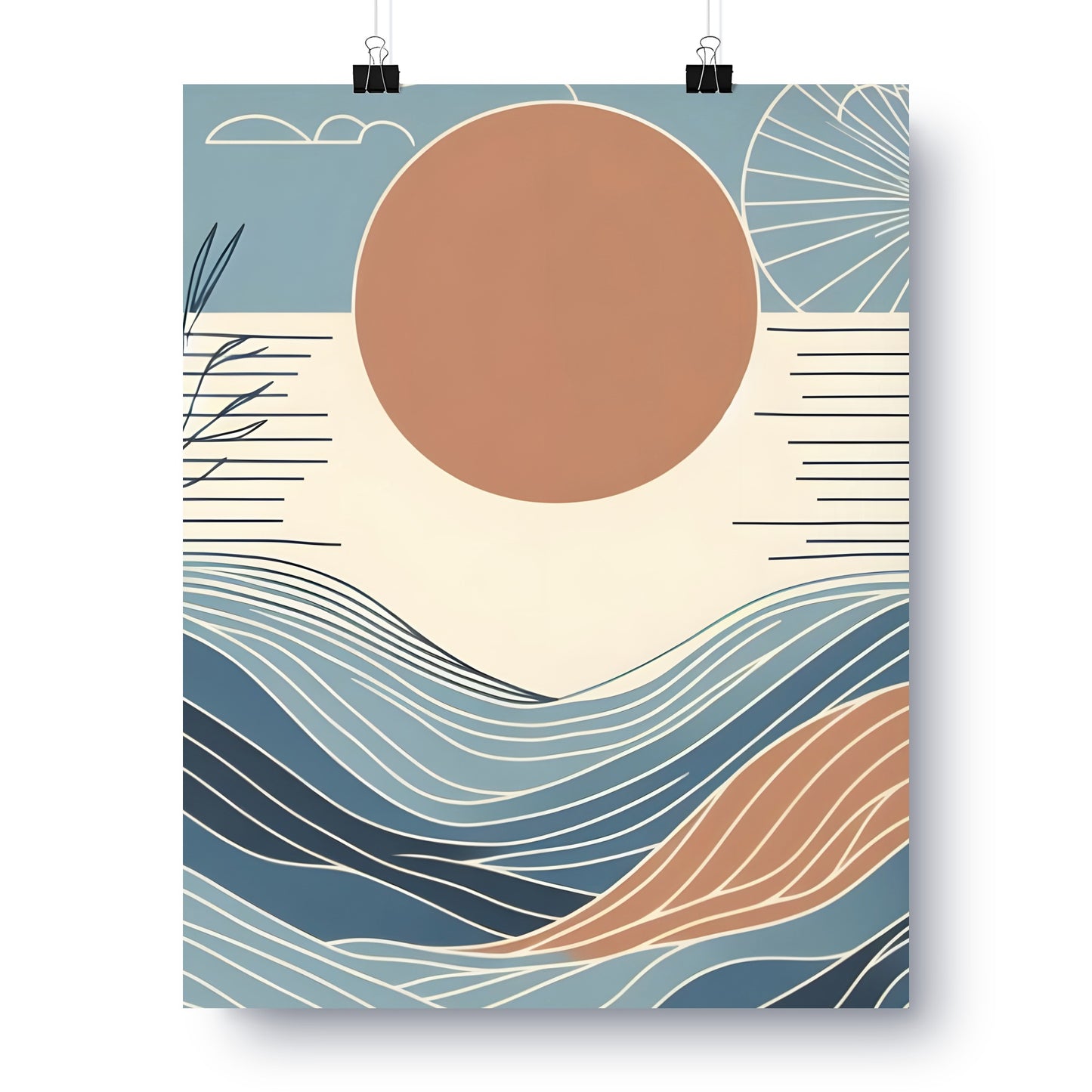 Sun and Abstract Waves Art Print product type