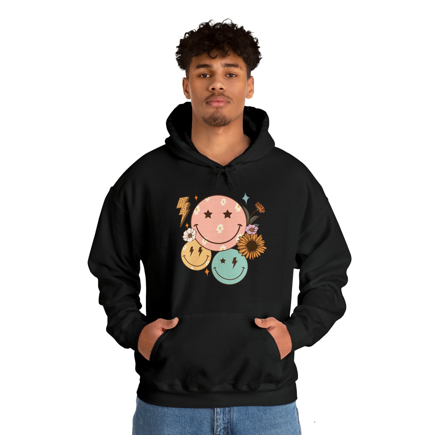 Cool Retro Happy Face Hoodie Sweatshirt Streetwear Unisex Hooded Sweatshirt