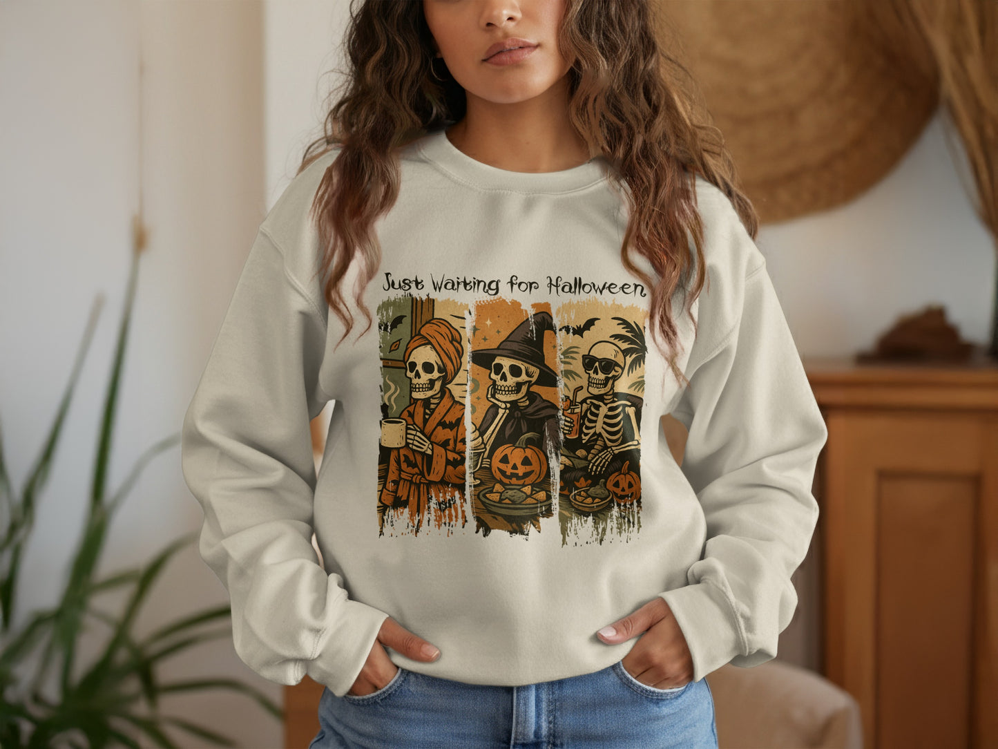 Just Waiting for Halloween Skeletons Sweatshirt product type