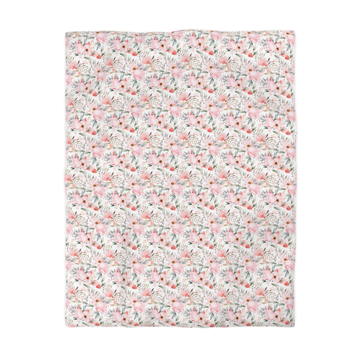 Pink Floral Microfiber Duvet Cover - Soft Bedding Set, Feminine Bedroom Decor, Floral Print Comforter Cover, Girls Room Decor, Lightweight