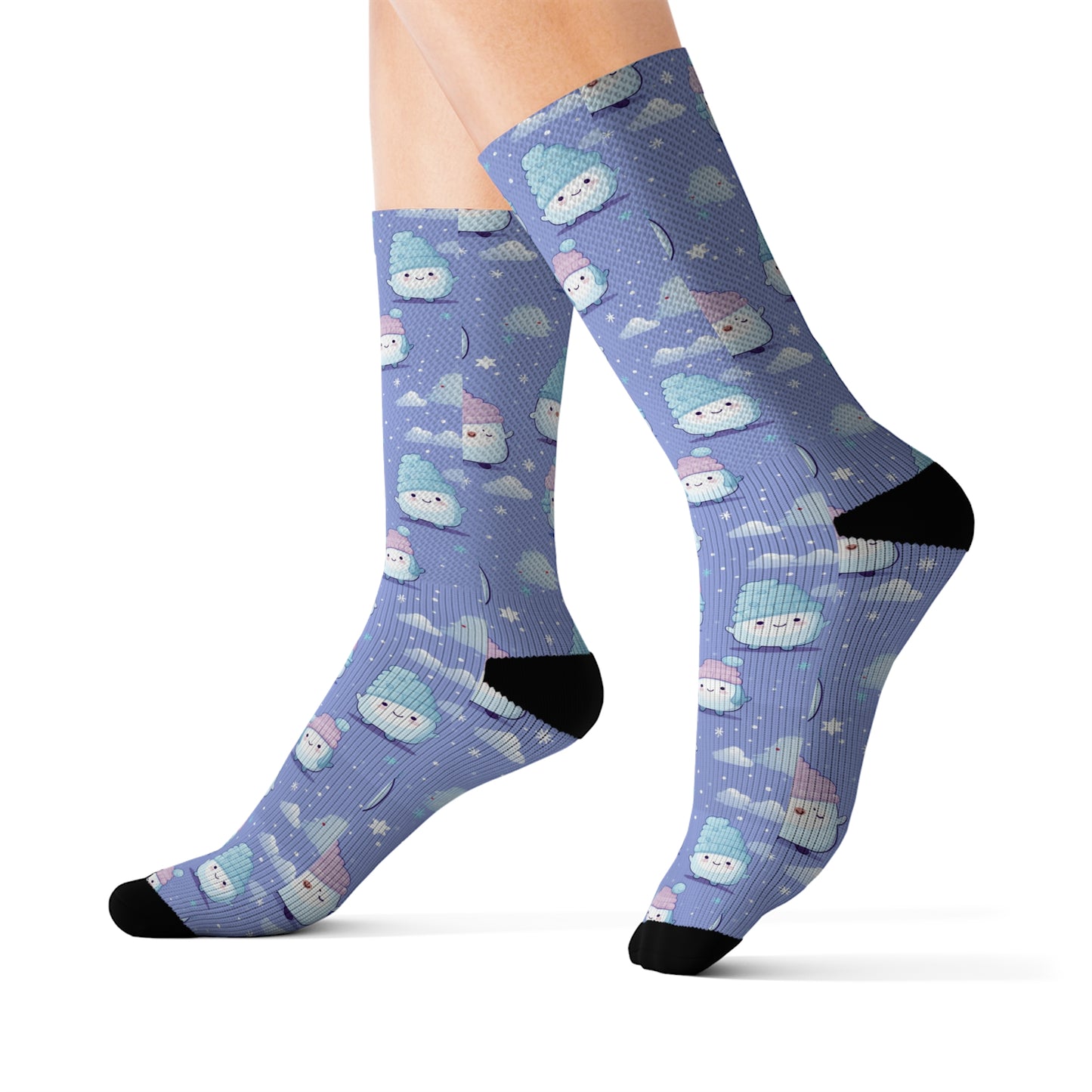 Kawaii Casual Socks, Blue Novelty Socks, Cool Cute Warm Socks, Fun Cozy