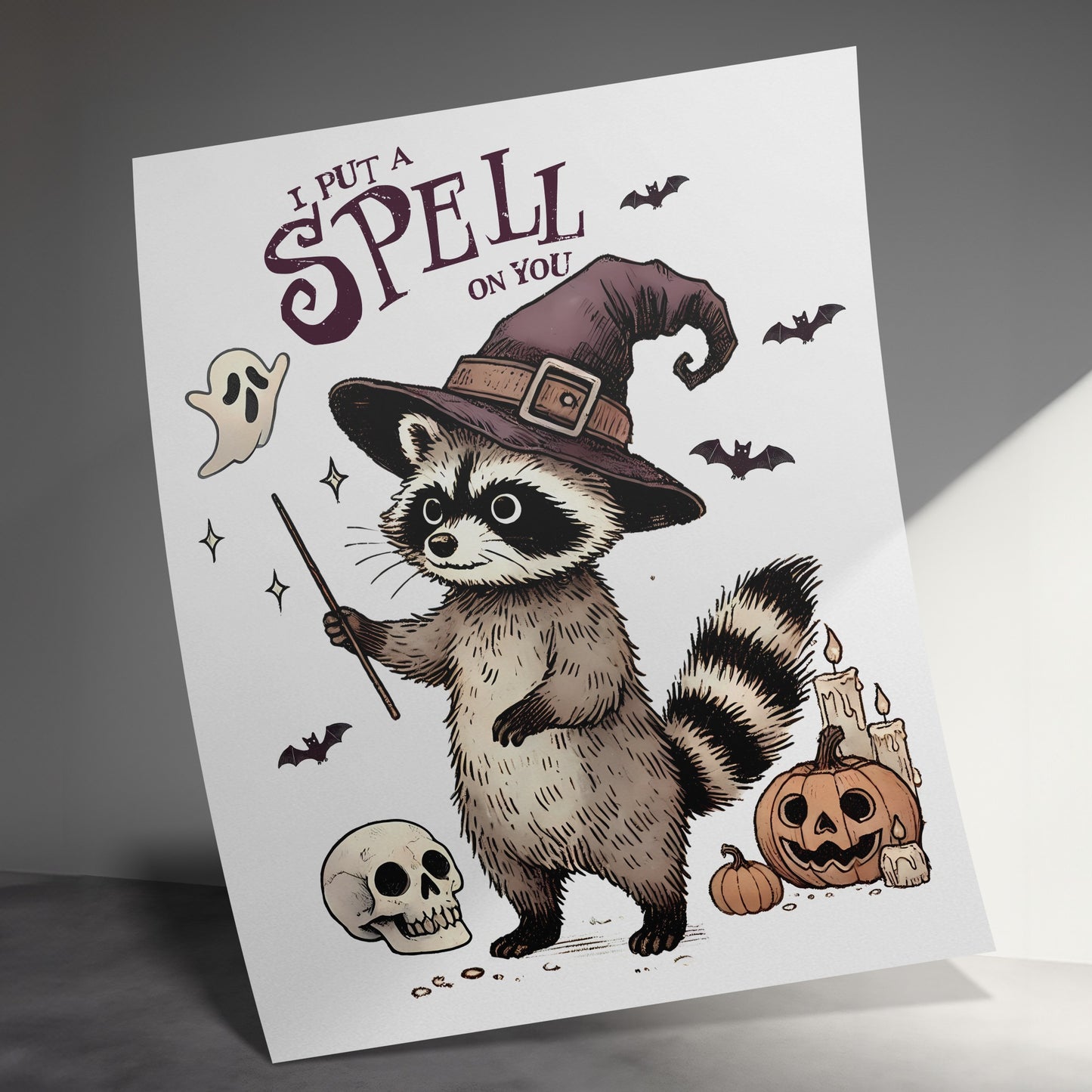 I Put a Spell On You Raccoon Witch Poster product